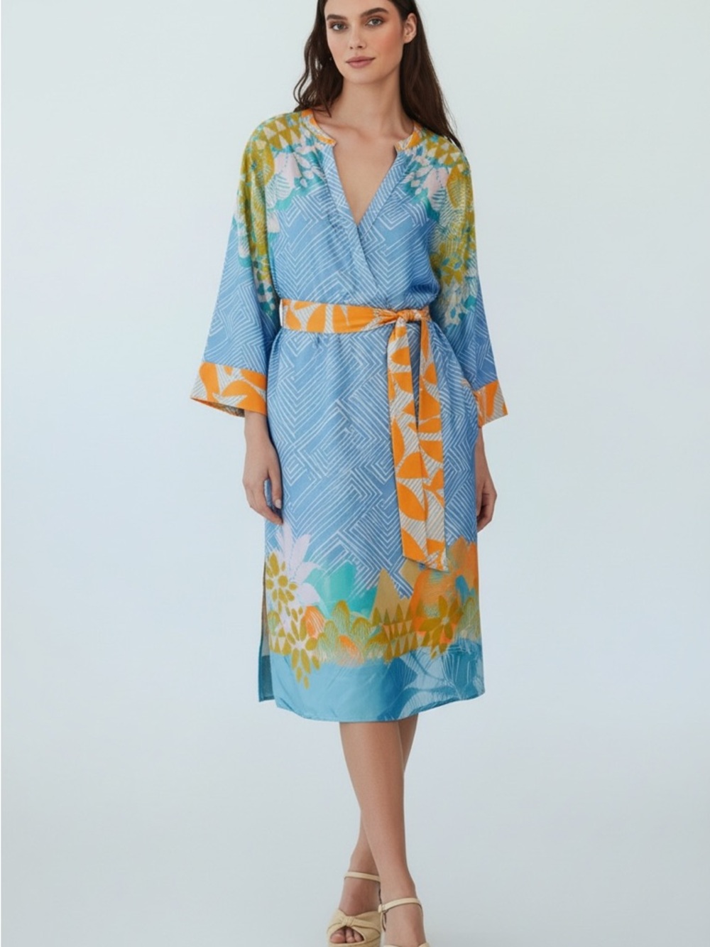 LK Bennett Blue, Pink & Orange Printed Dress